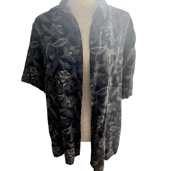 Tasso Elba Mens Floral Navy Lightweight Summer Shirt size L - Picture 1 of 10